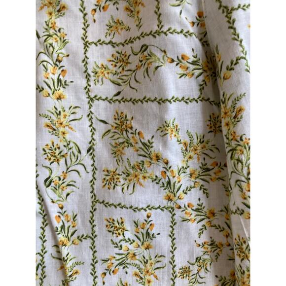 Joie Pants Small Linen Wide Leg Crop Floral High Rise Pull On Boho Beach Yellow - Picture 4 of 15